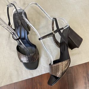 SCANLAN THEODORE Moro Heeled Sandals in Snakeskin Bronze Espresso
